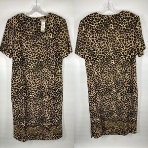 Vintage Lady Dorby Cheetah Animal Print Short Sleeve Dress Size 20W NWT